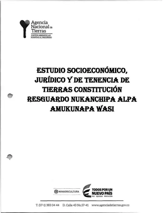 Portada: Estudio socioeconómico, jurídico y de tenencia de tierras (2019)