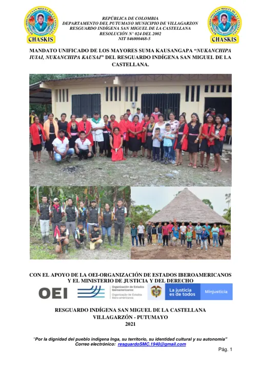 Portada: Mandato Unificado de los Mayores Suma Kausangapa