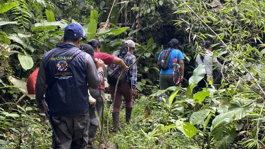 Recorrido de la guardia indígena por el bosque.
