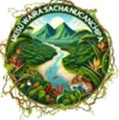 Escudo circular del Cabildo Musu Waira Sacha Nucanchipa: montañas, río y vegetación con la leyenda «Musu Waira Sacha Nukanchipa».
